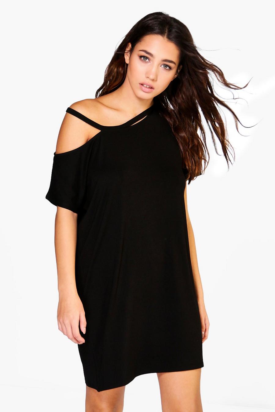 Black Mia Strappy T-Shirt Dress image number 1