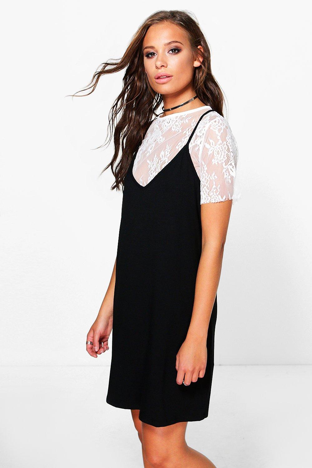 boohoo black slip dress