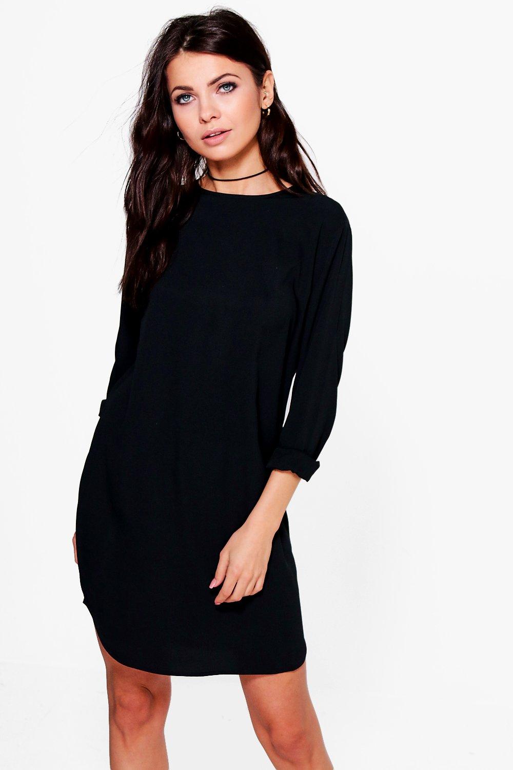 black long sleeve shift dress uk