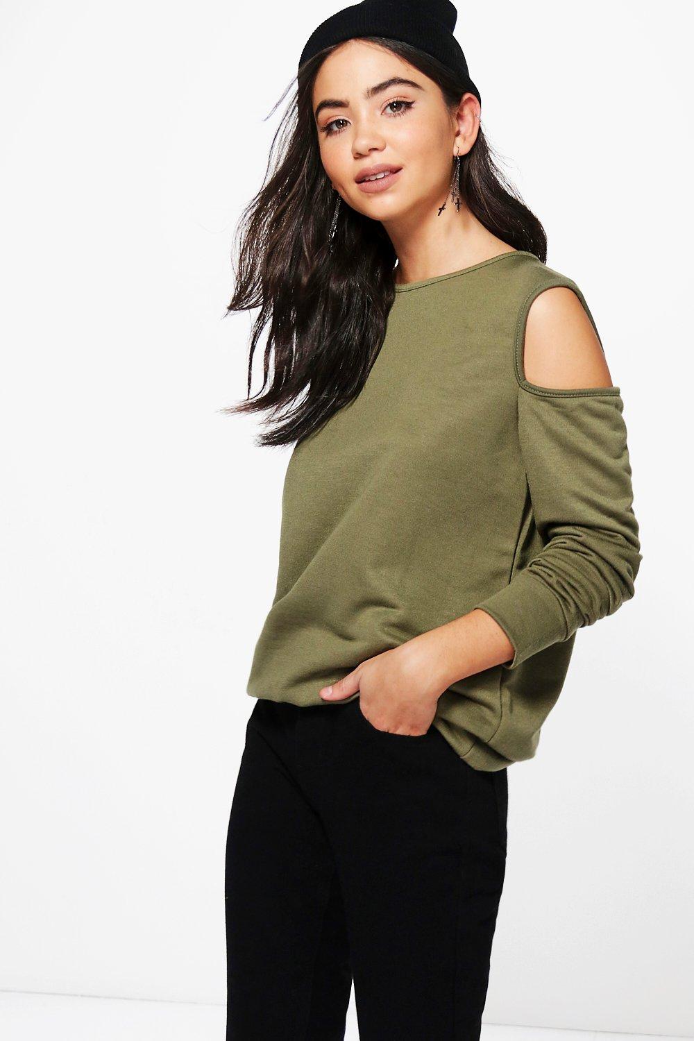 black cold shoulder sweatshirt