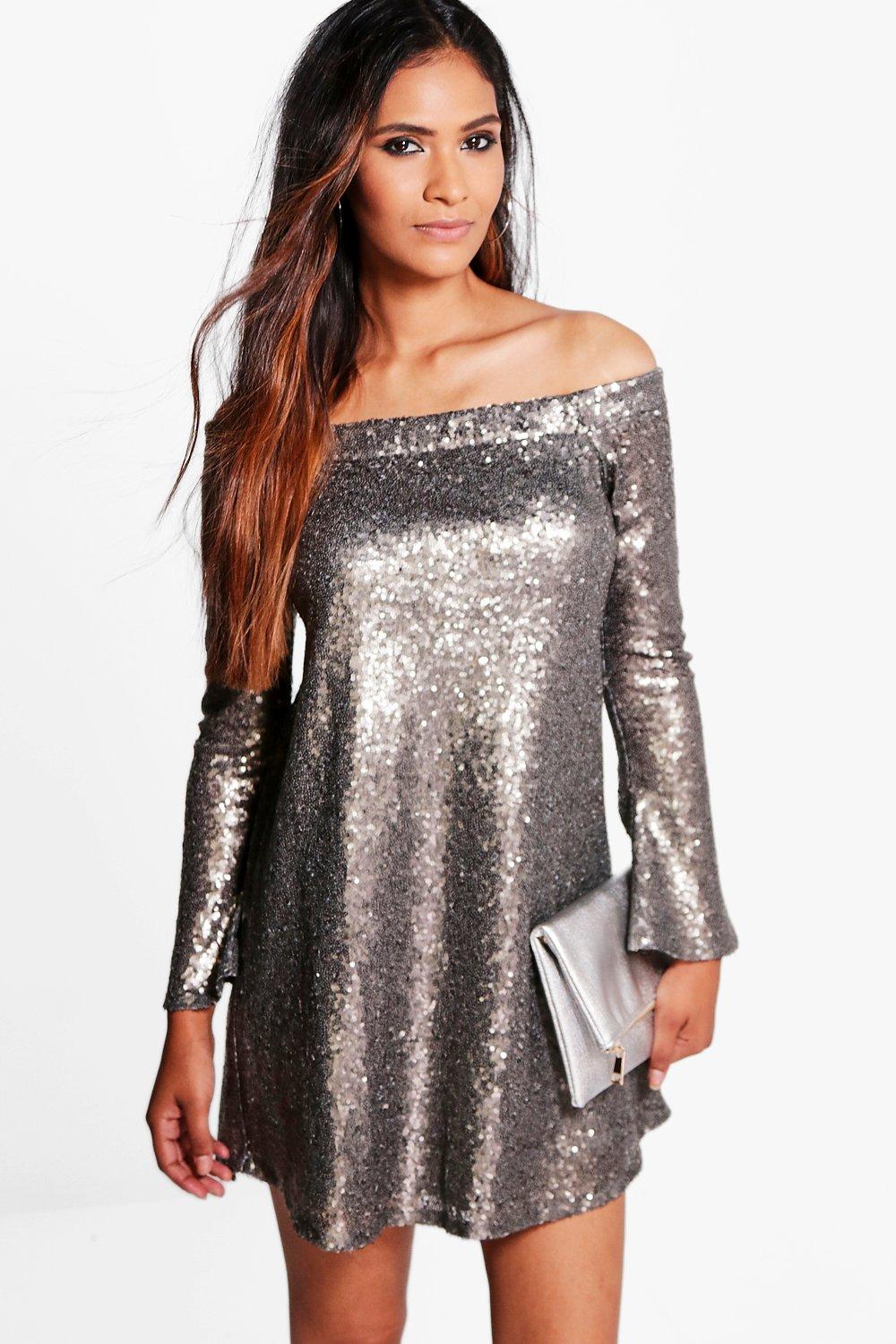 off the shoulder shift dress