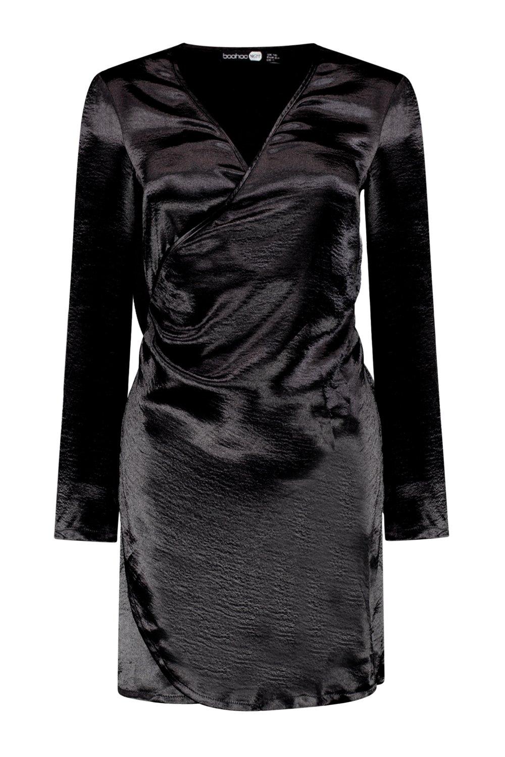 boohoo satin belted wrap dress