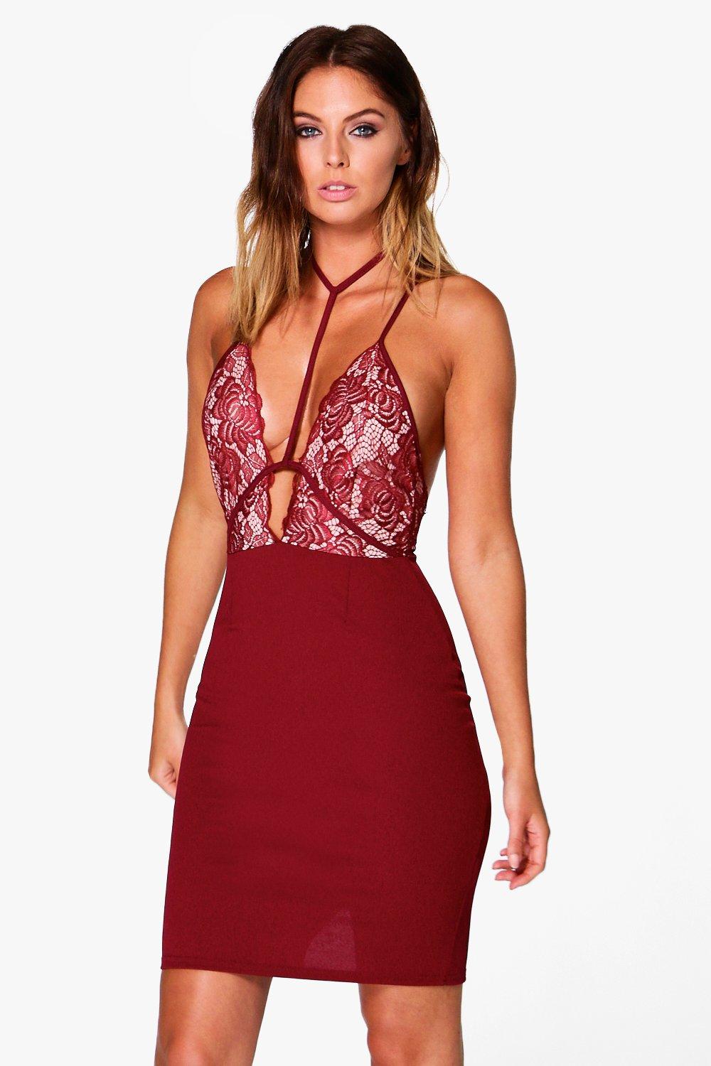 red bodycon dress boohoo