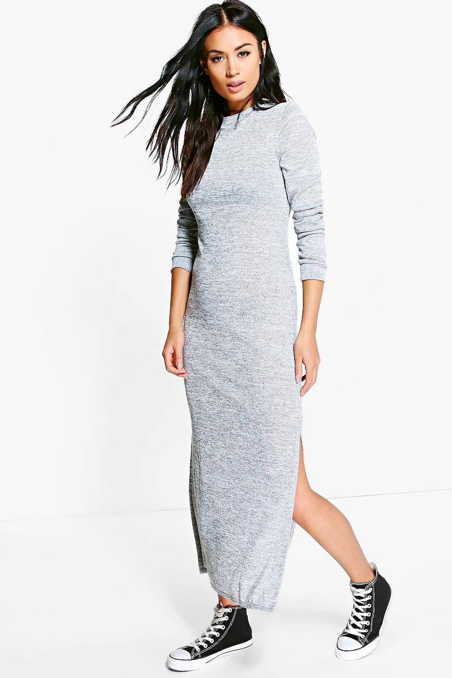 Grey Eliza Knitted Maxi Lounge Dress image number 1