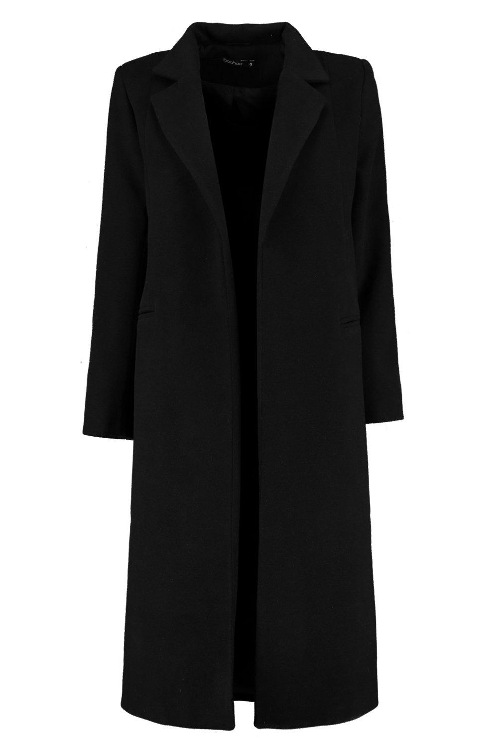 Boohoo long cheap black coat