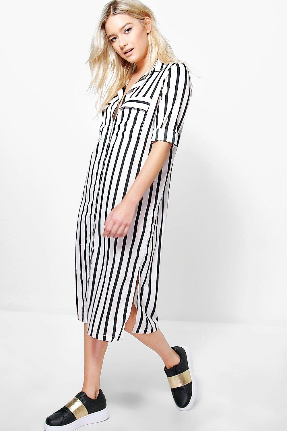 monochrome stripe dress