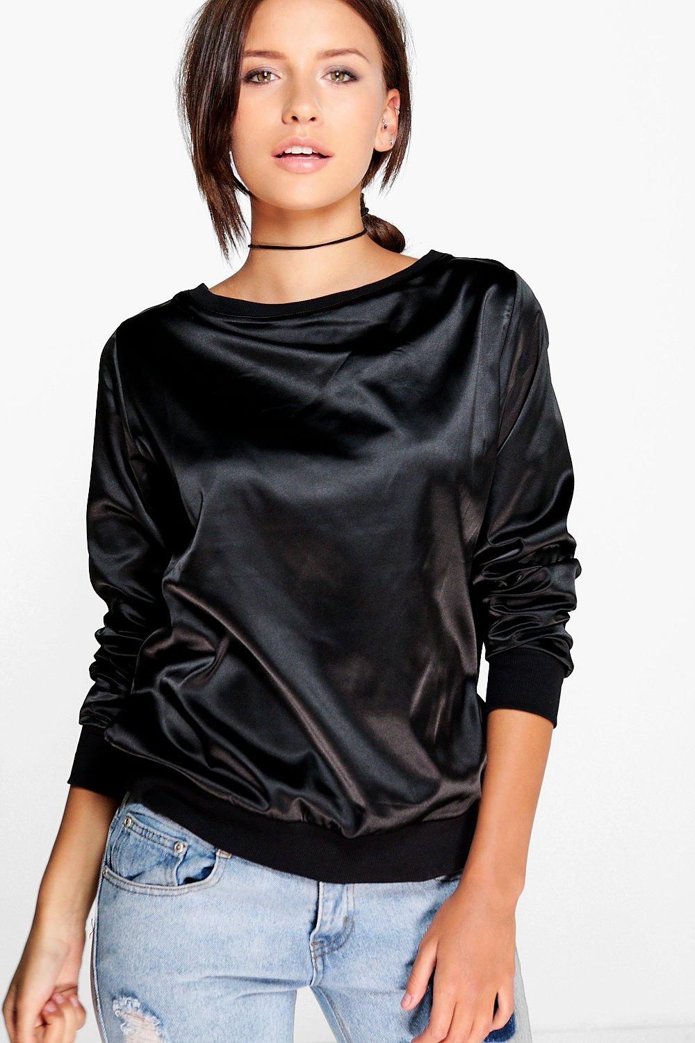 Serena Slogan Back Satin Sweatshirt