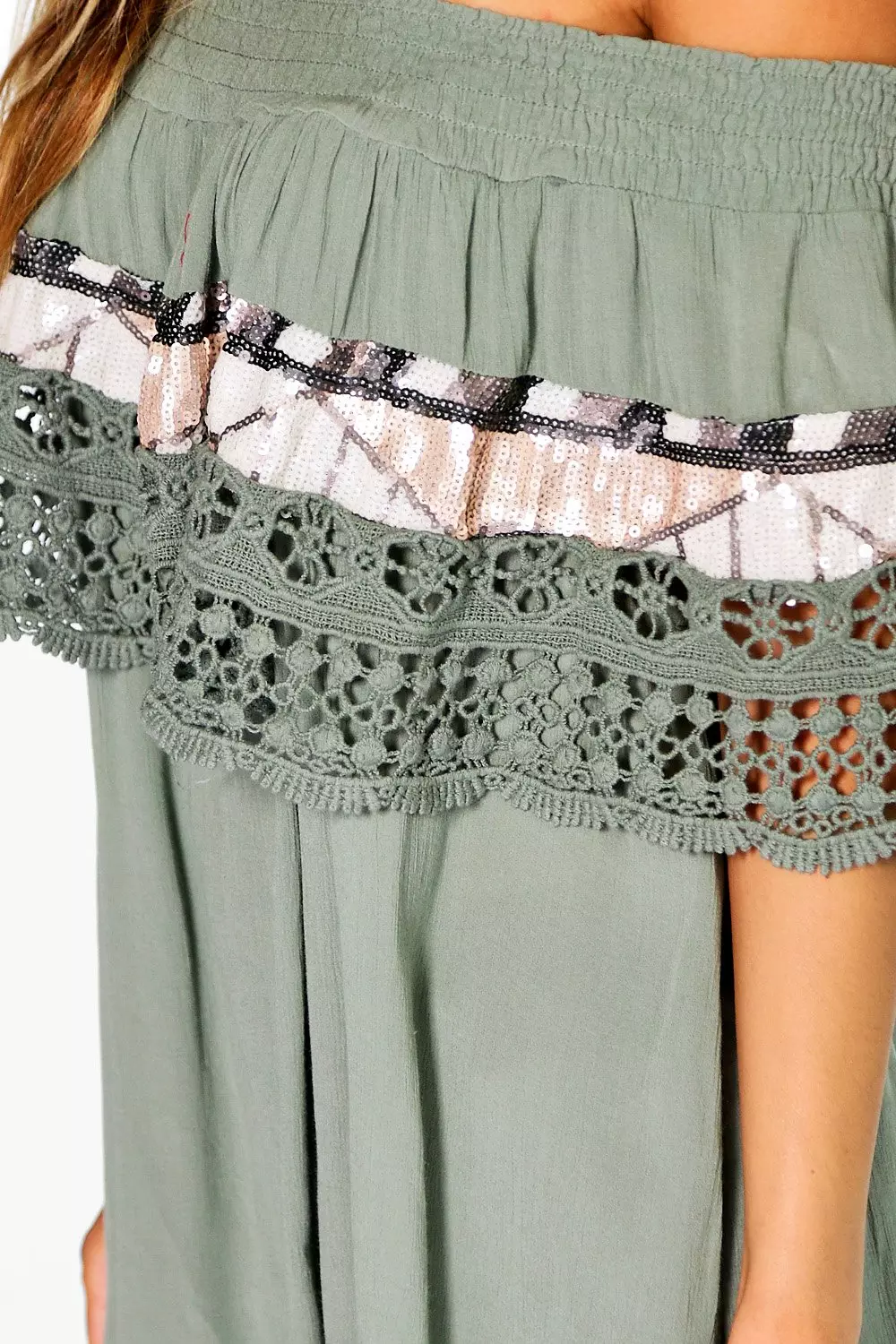 Crochet discount bardot top