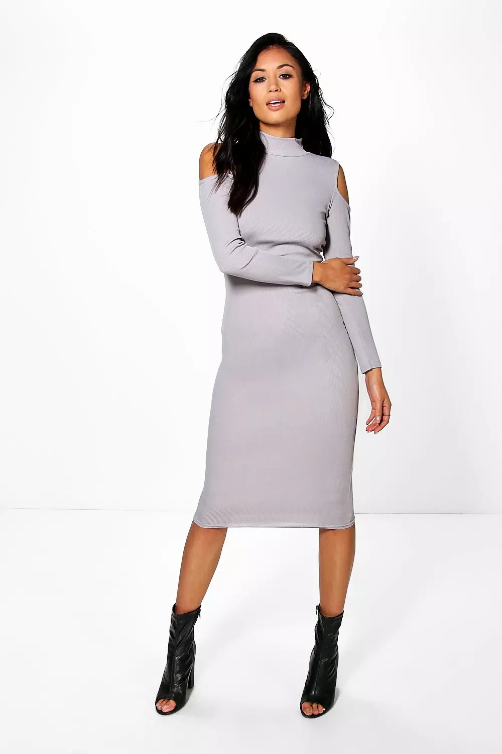 High neck cold shoulder dress hotsell