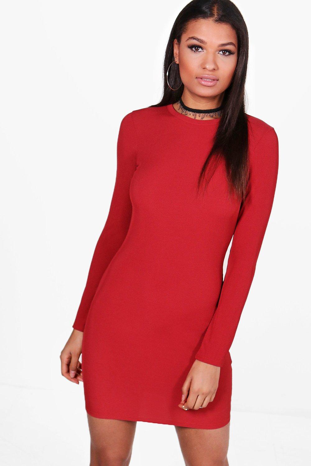 basic long sleeve midi dress