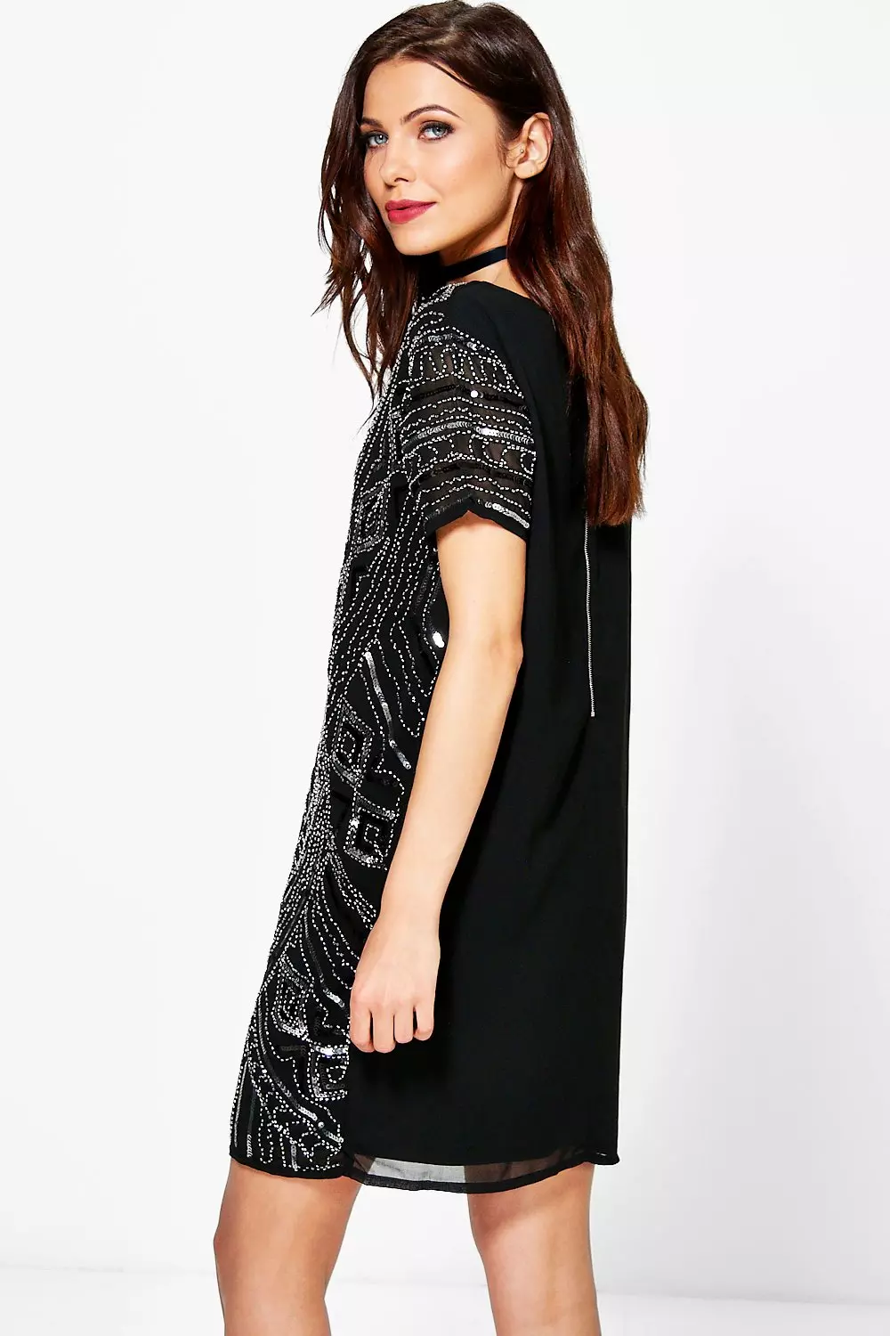 Boutique sequin cap sleeve shift outlet dress