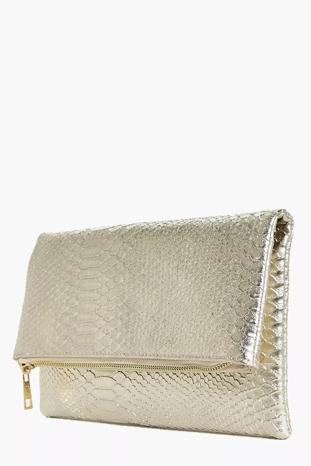 Gold Lara Snake Effect Fold Over Clutch Bag alternative image