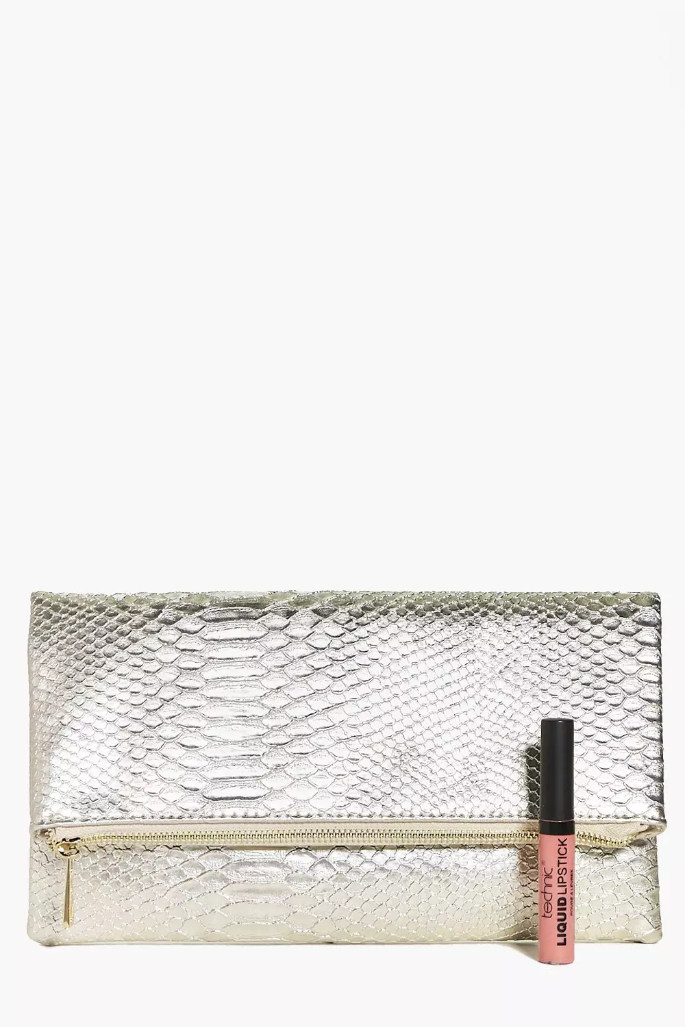 Gold Lara Snake Effect Fold Over Clutch Bag alternative image