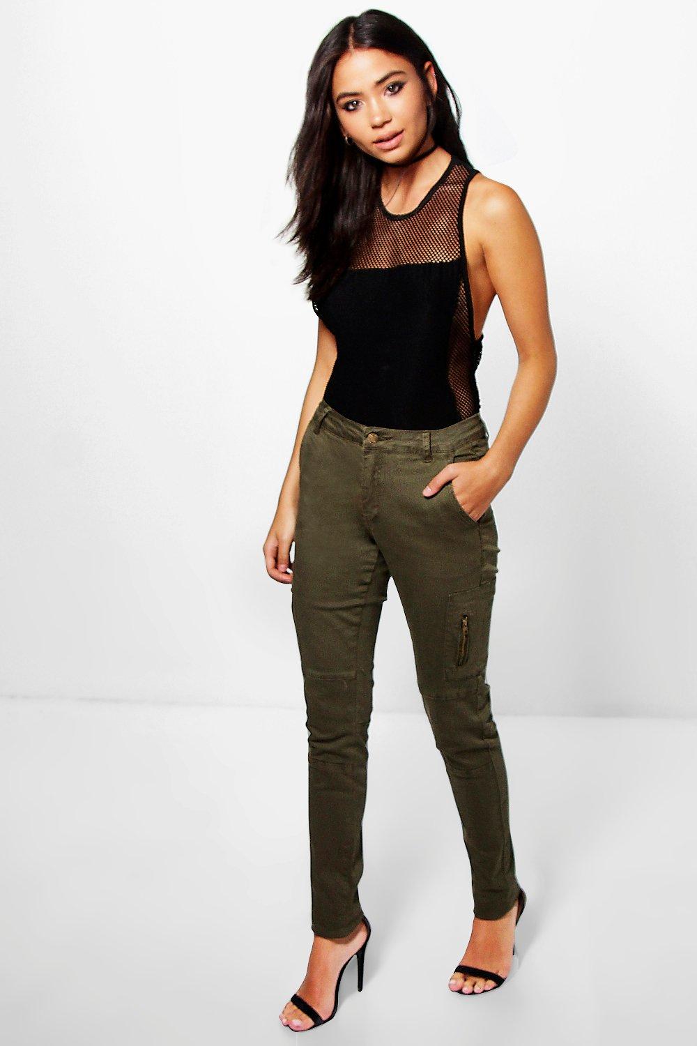 khaki utility skinny jeans