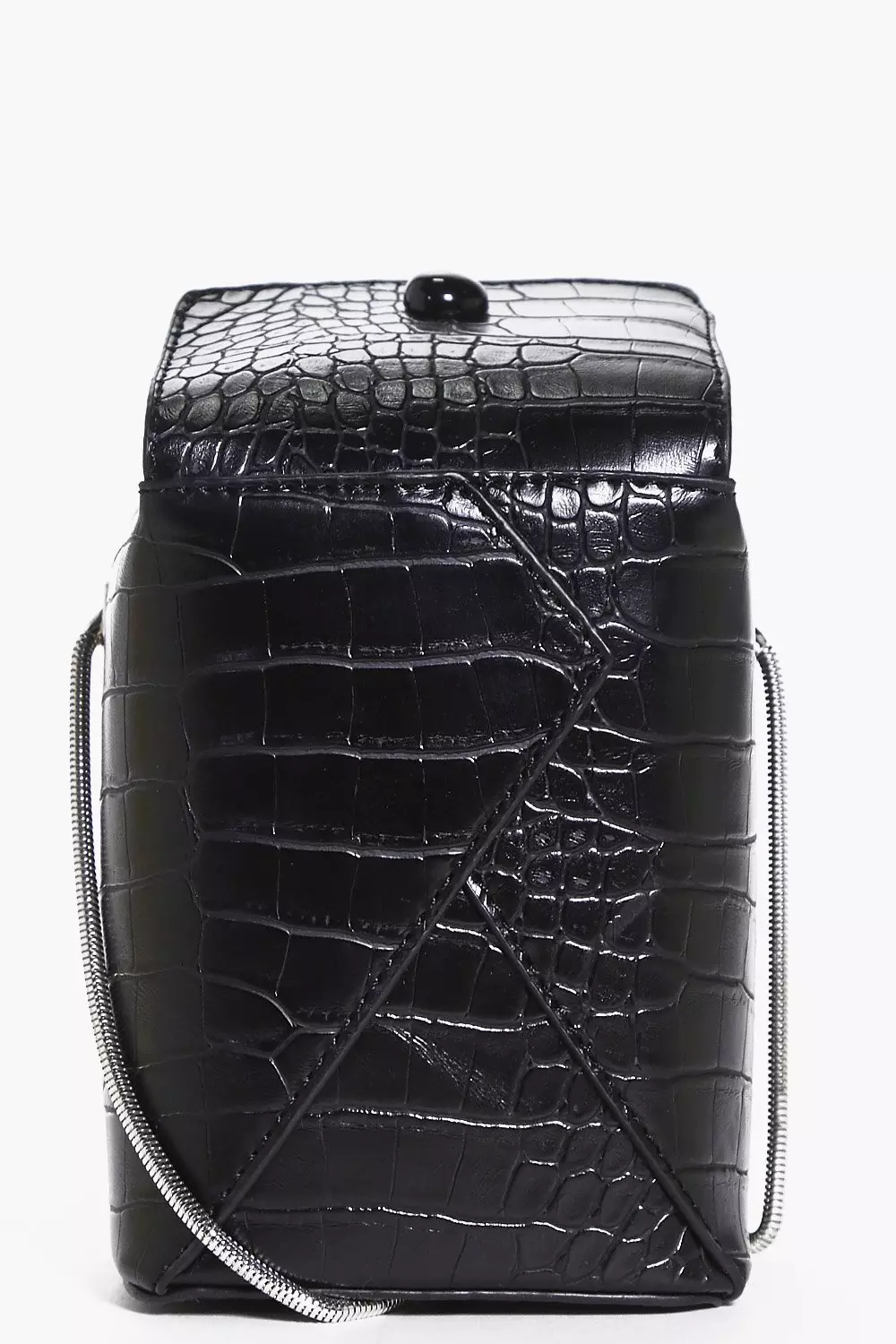 Black Libby Structured Mock Croc Box Cross Body Bag alternative image