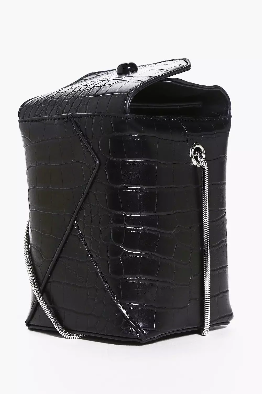 Black Libby Structured Mock Croc Box Cross Body Bag alternative image