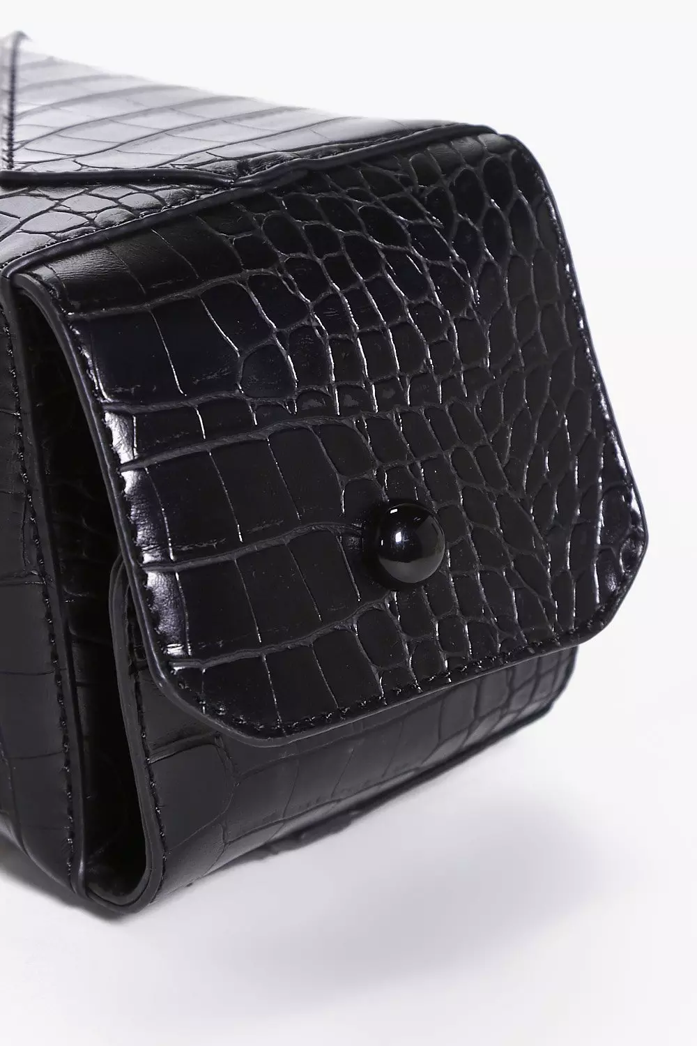 Black Libby Structured Mock Croc Box Cross Body Bag alternative image