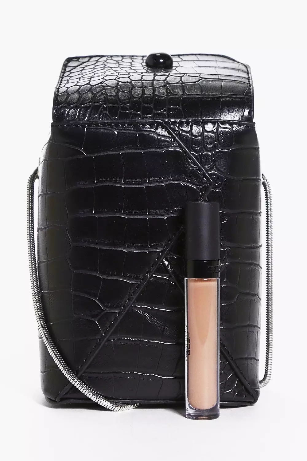 Black Libby Structured Mock Croc Box Cross Body Bag alternative image