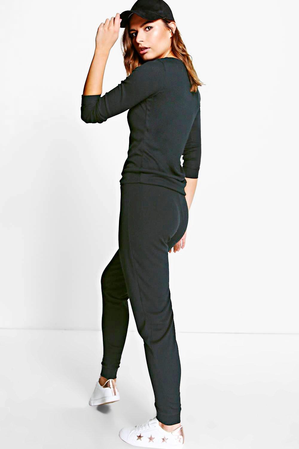 Ribbed knit jogger set hotsell