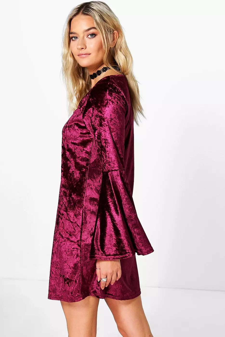 Bell sleeve velvet dress best sale