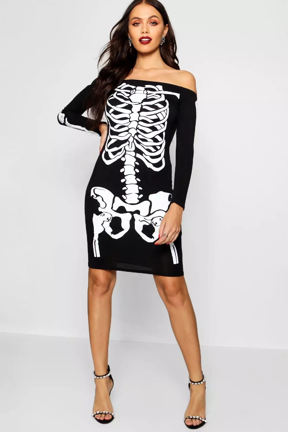 Boohoo skeleton dress deals