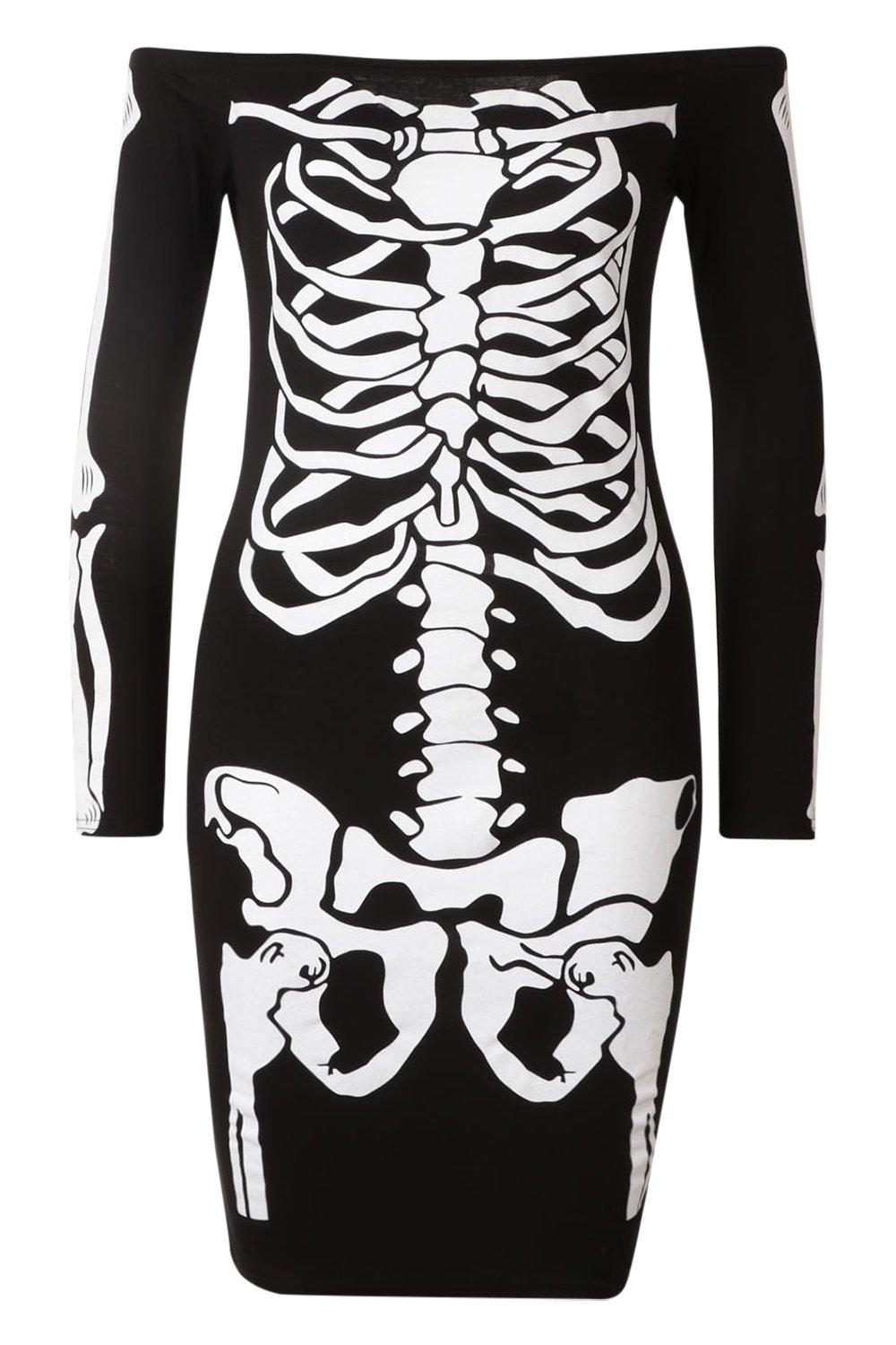 Halloween Skeleton Bodycon Dress boohoo USA