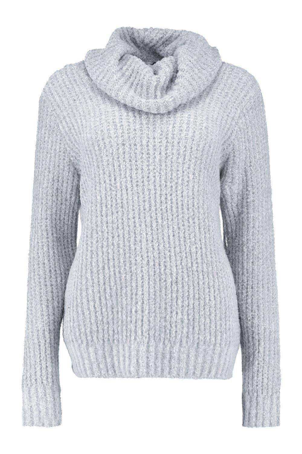 Boucle cowl neck clearance sweater