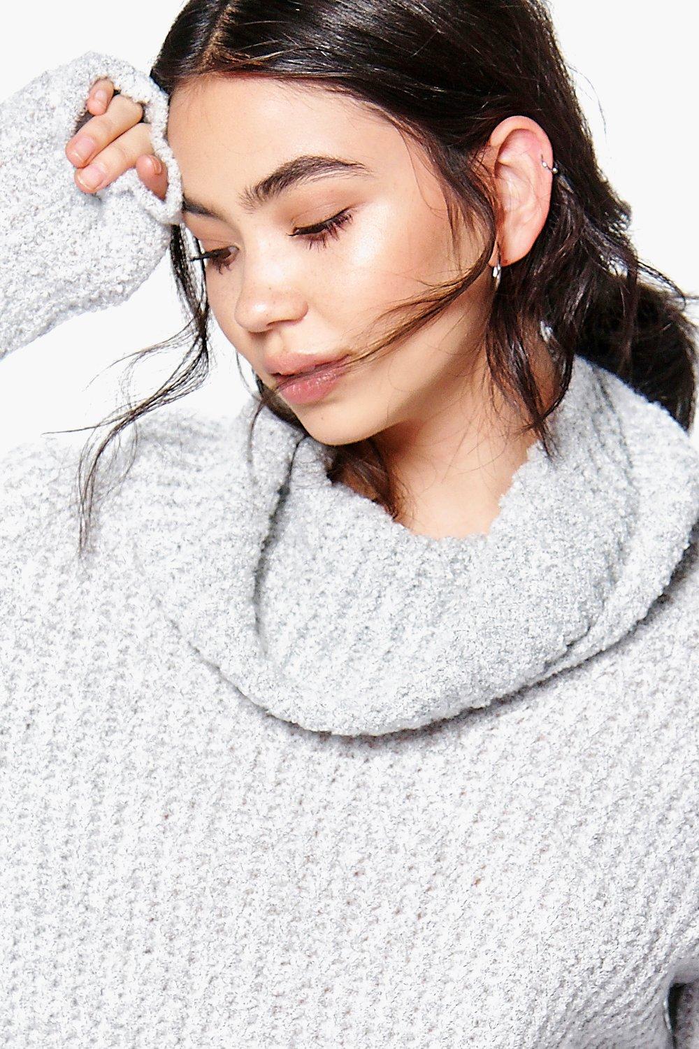 Boucle cowl hot sale neck sweater