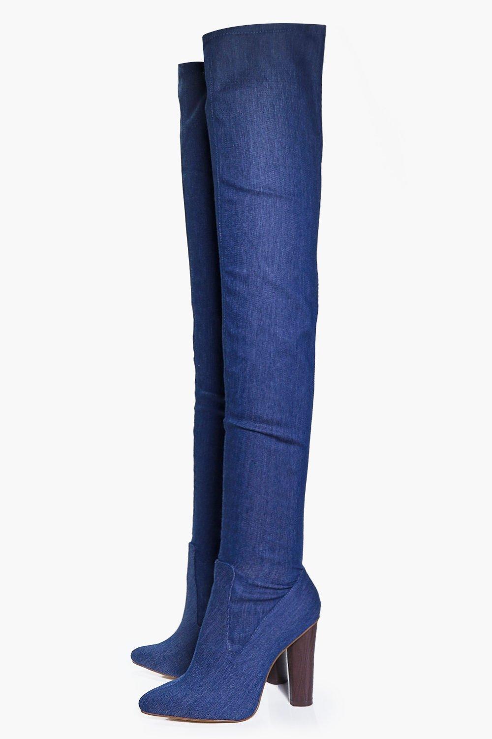 Navy blue thigh store high boots