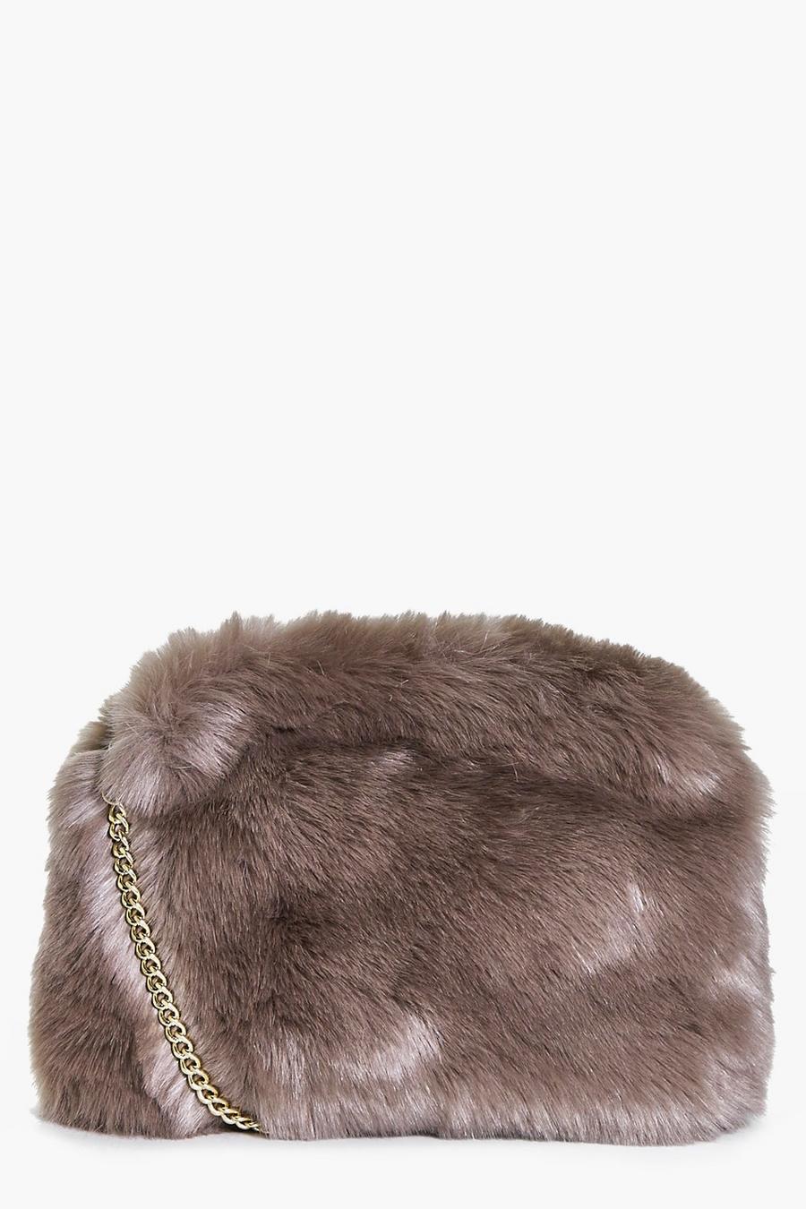 Mink Kara Fluffy Faux Fur Cross Body Bag image number 1