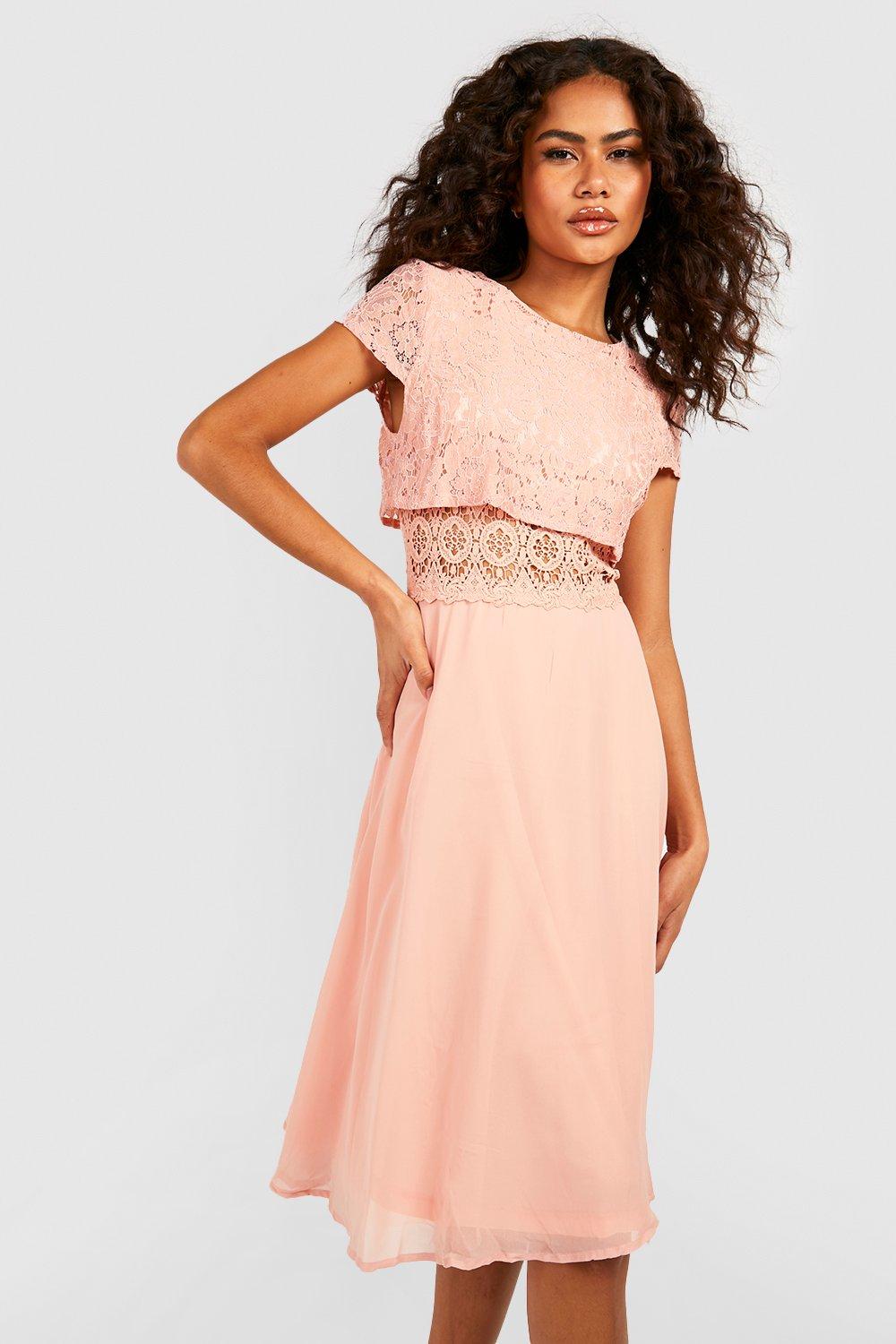 boohoo pink lace dress