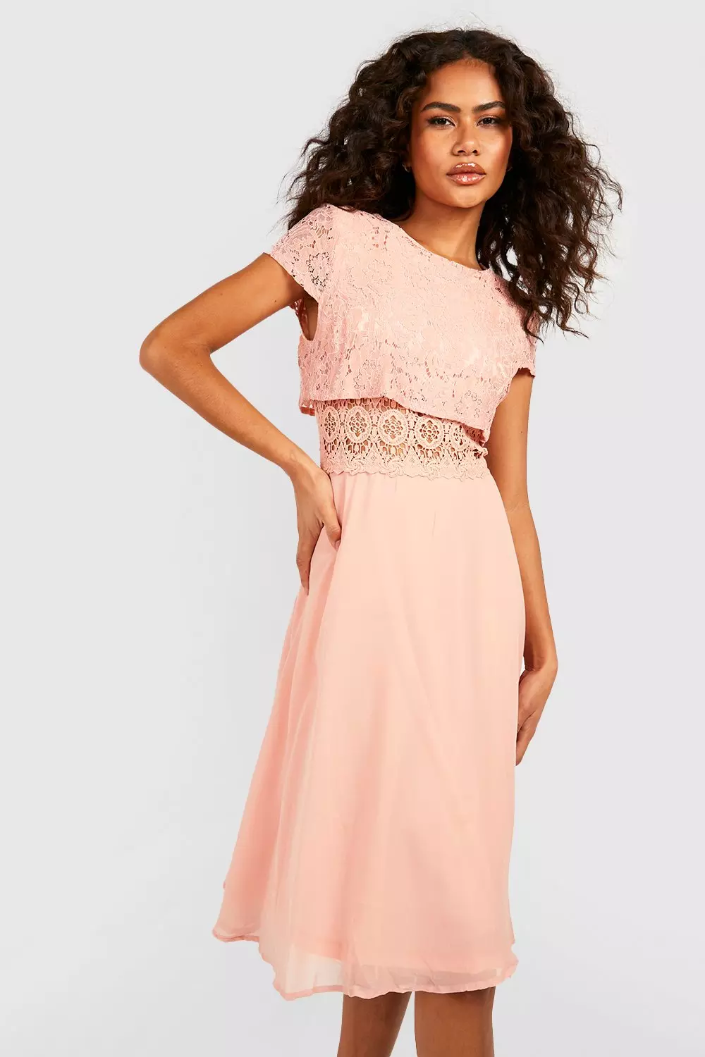 Lace Top Chiffon Skater Dress