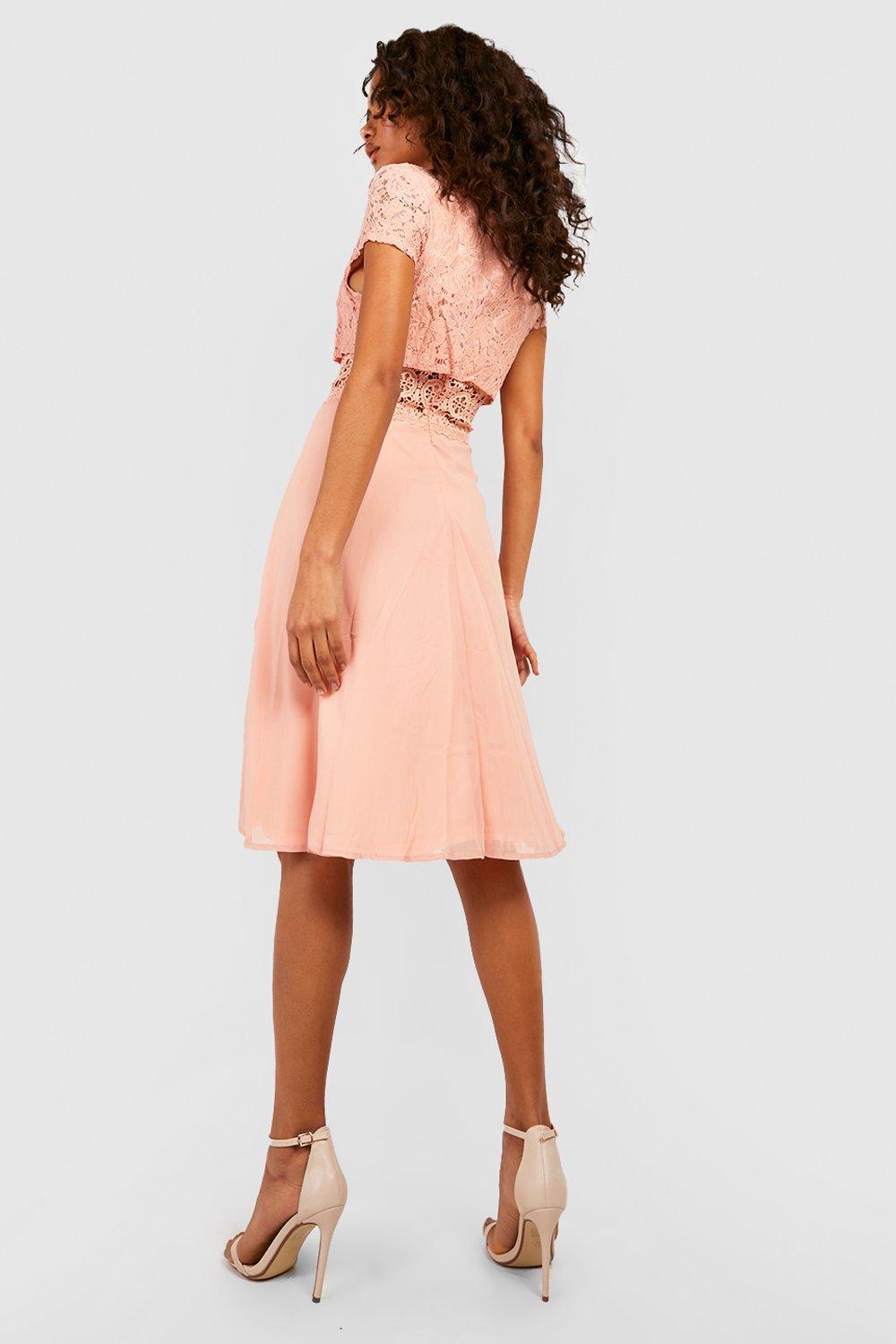 Lace Top Chiffon Skater Dress boohoo