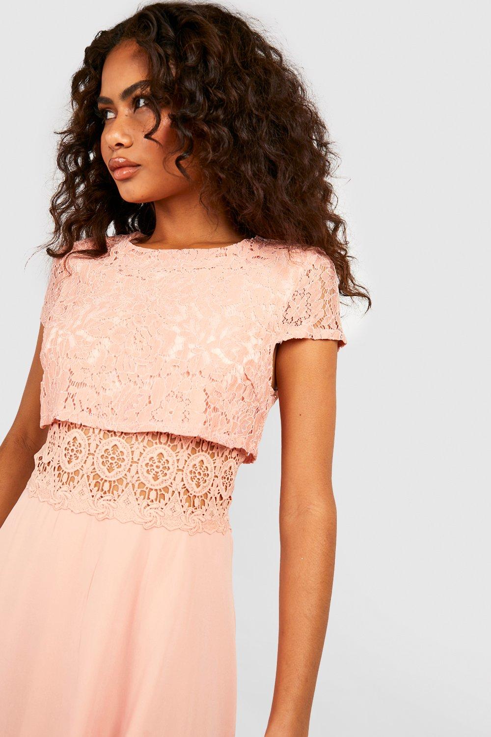 Pink lace hot sale top dress