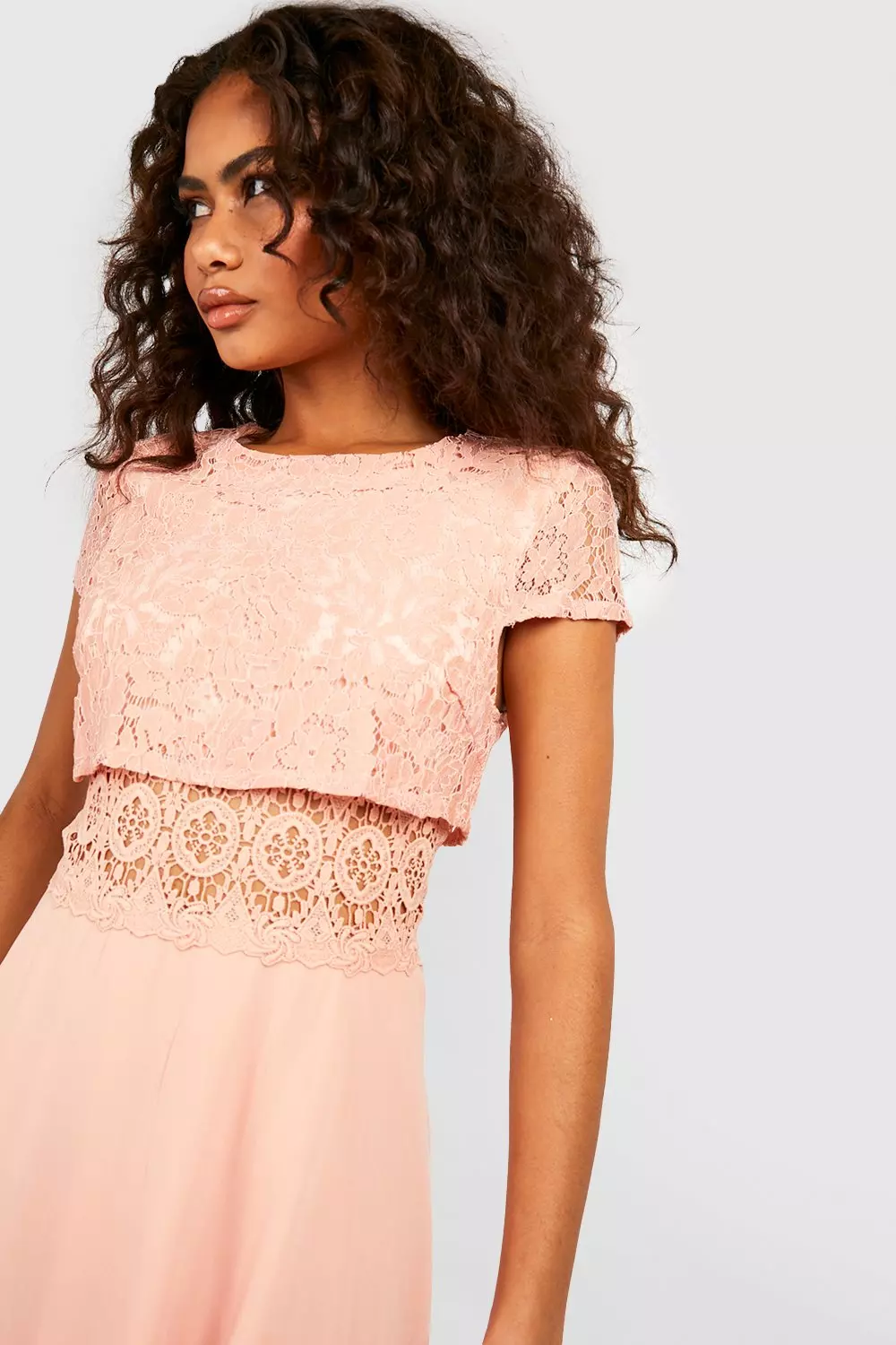 Lace top sale chiffon skater dress