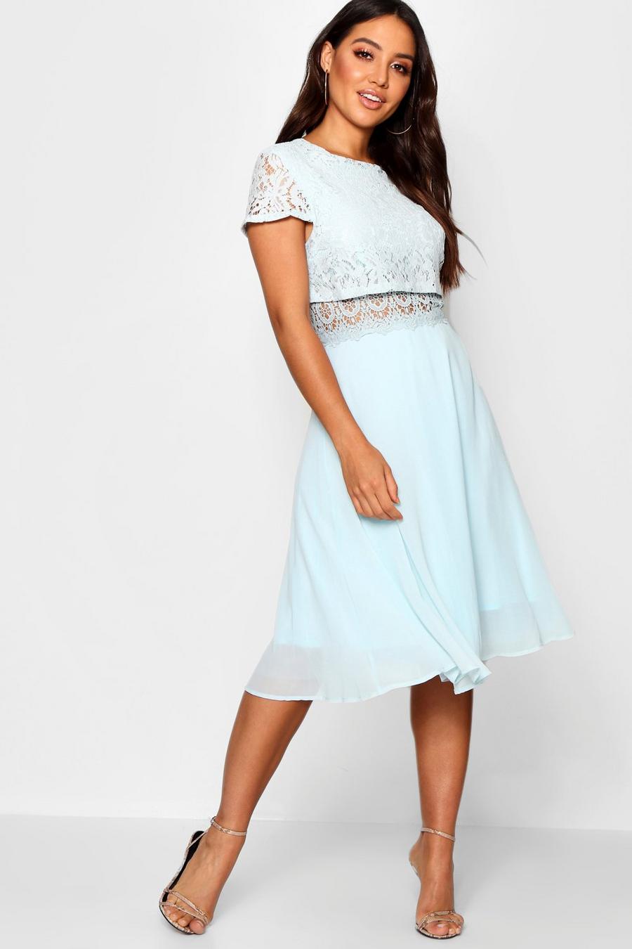 Sky Lace Top Chiffon Skater Dress image number 1