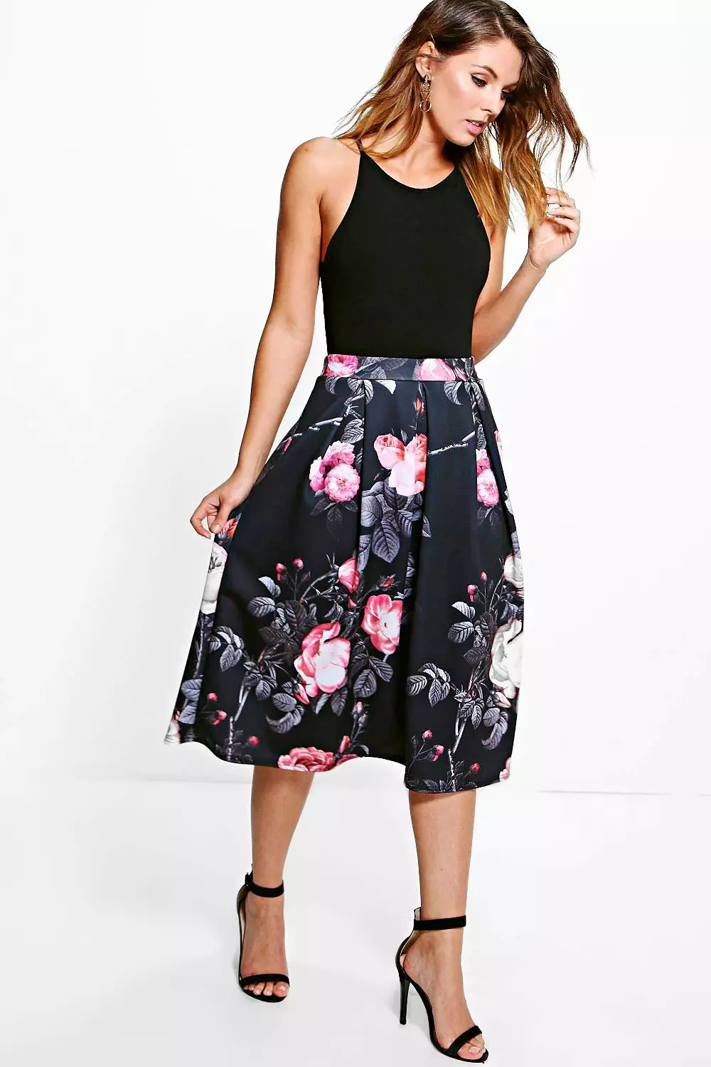 Boohoo floral 2024 midi skirt