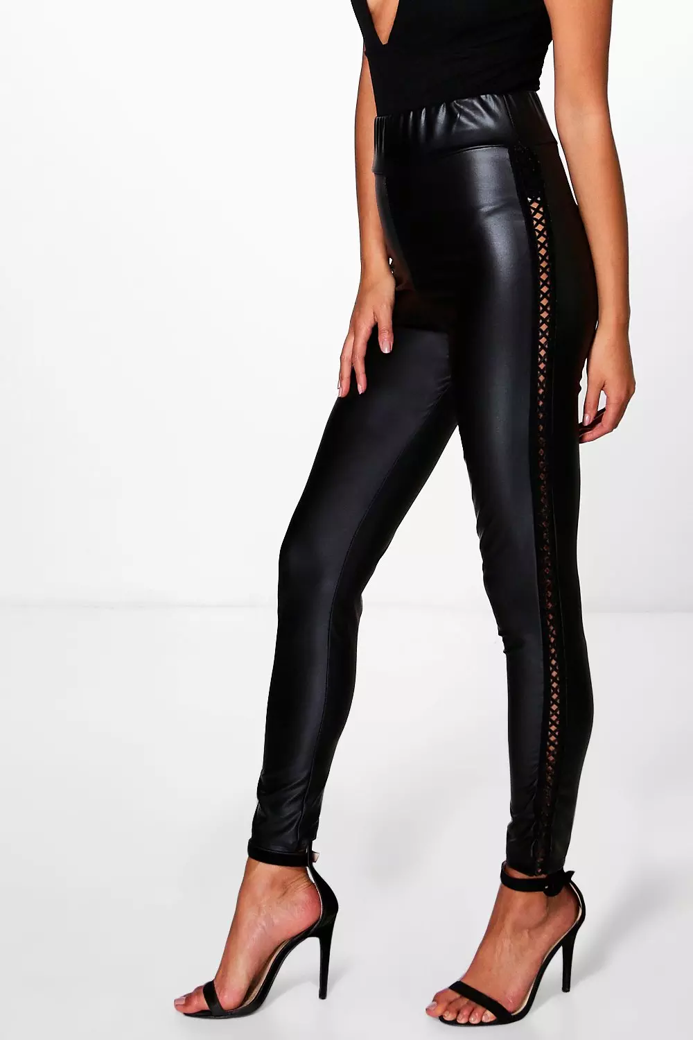 Liza Wet Look Lace Up Side Leggings