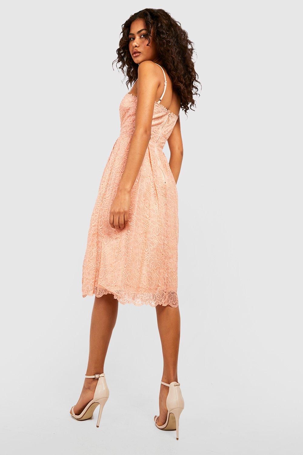 Boohoo boutique lace shop midi skater dress