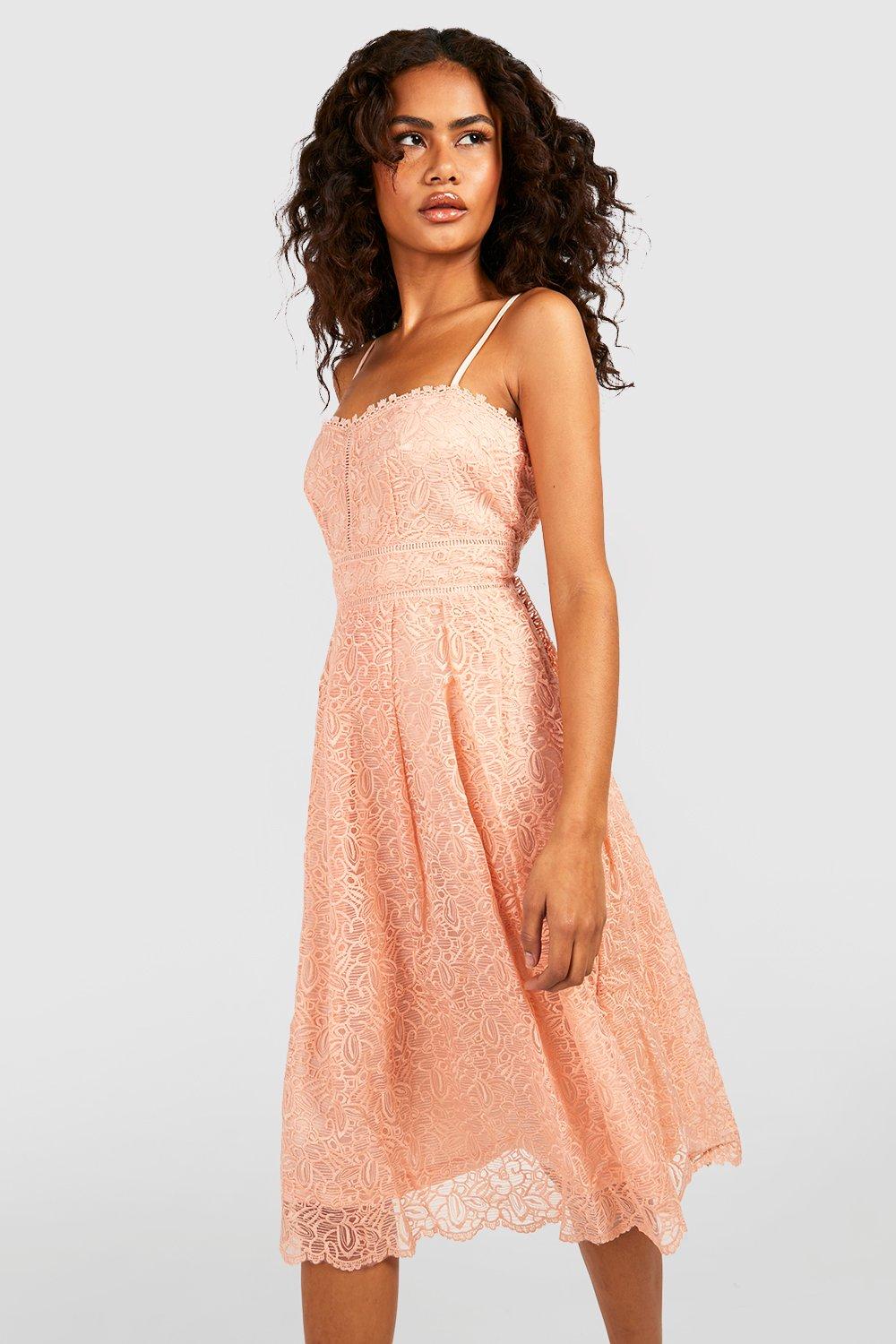 boohoo boutique lace midi skater dress