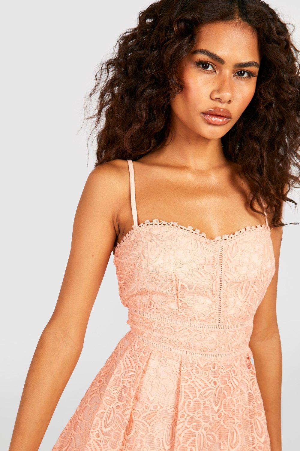 boutique embroidered strappy midi skater dress