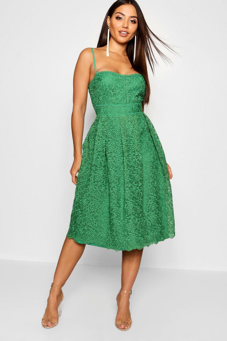 Emerald Boutique Embroidered Strappy Midi Skater Dress image number 1