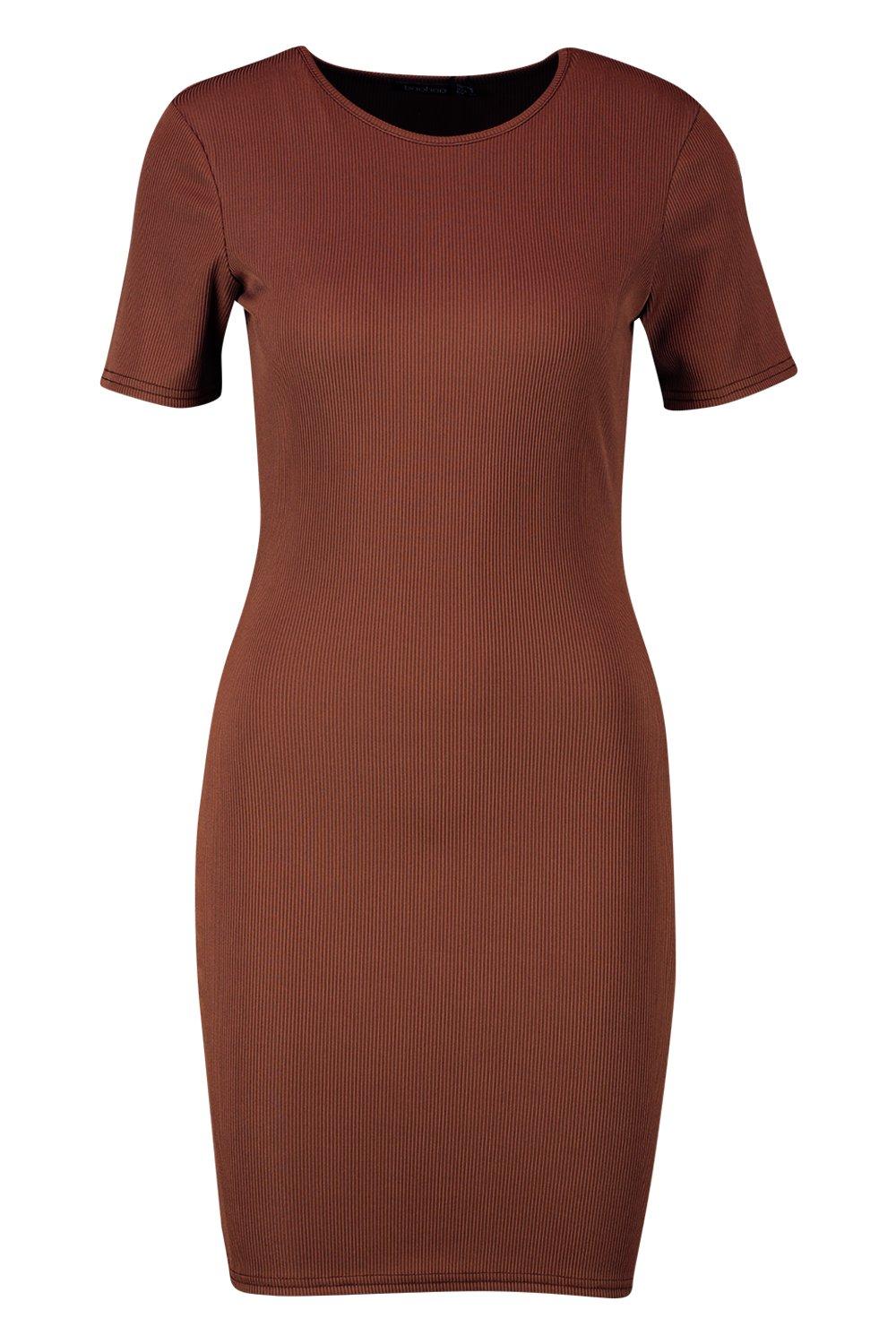 Basic Rib Crew Bodycon Dress boohoo CA