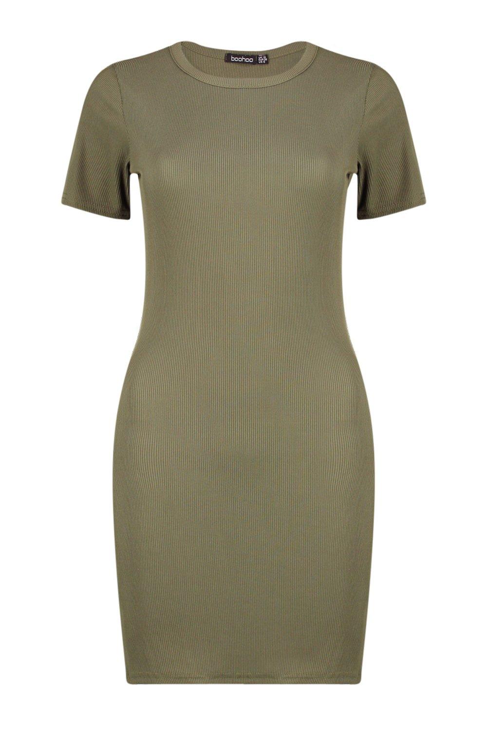 basic rib crew bodycon dress