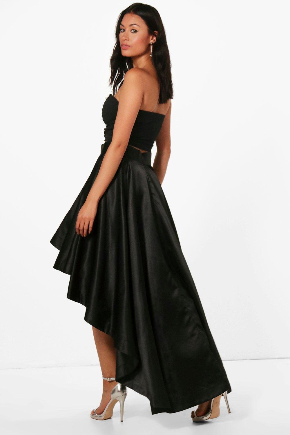 Satin dipped 2025 hem maxi skirt