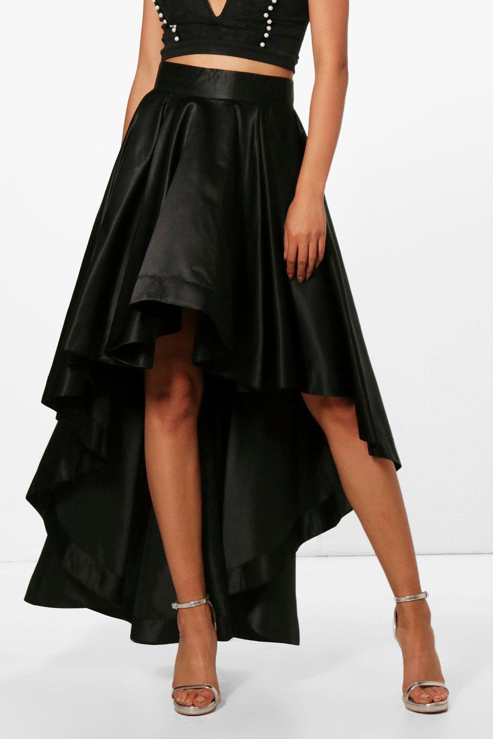 Satin dipped 2025 hem maxi skirt