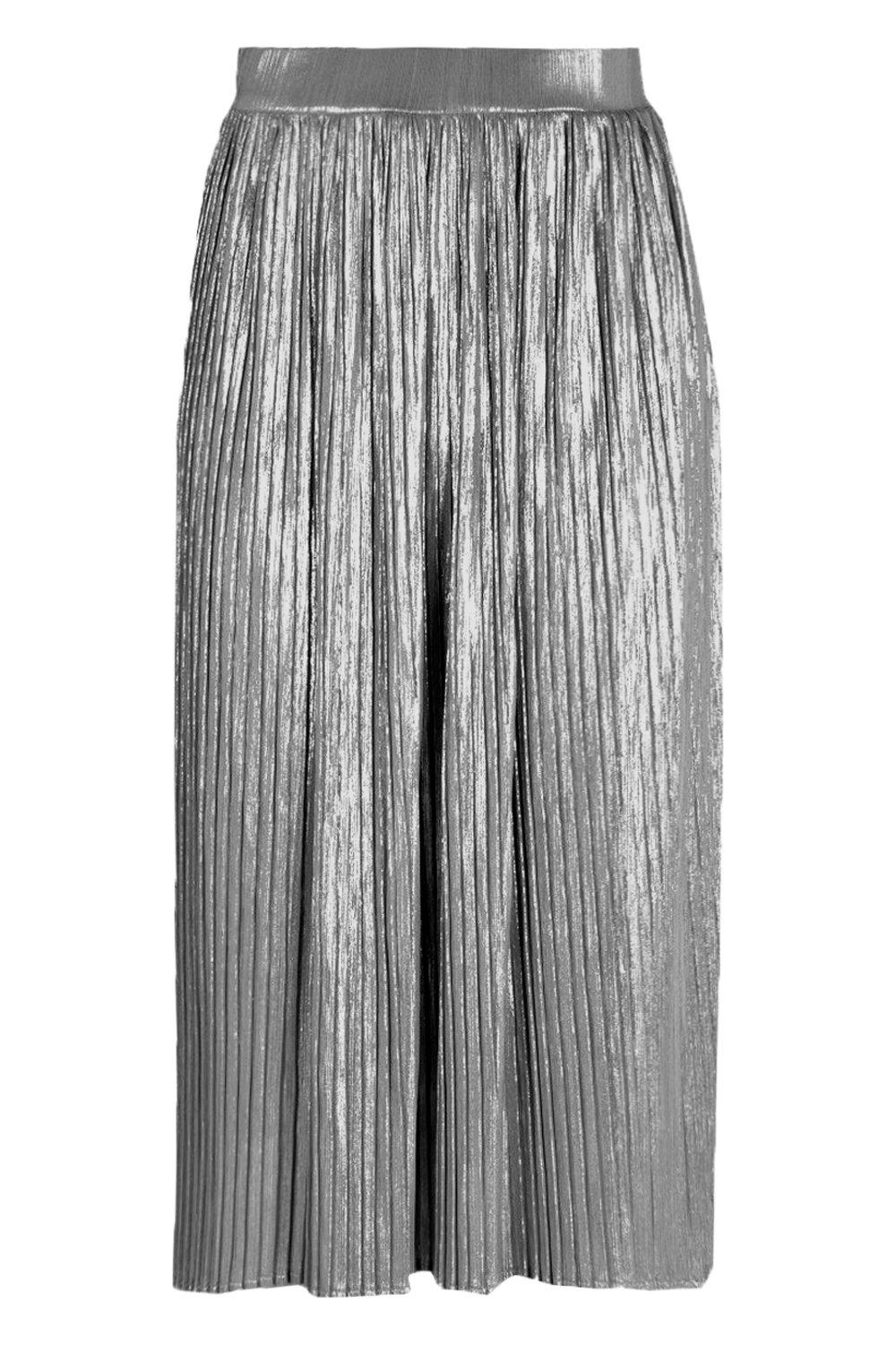 Silver pleated skirt nz sale