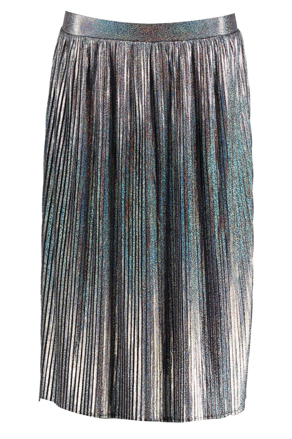 Holographic pleated 2025 midi skirt