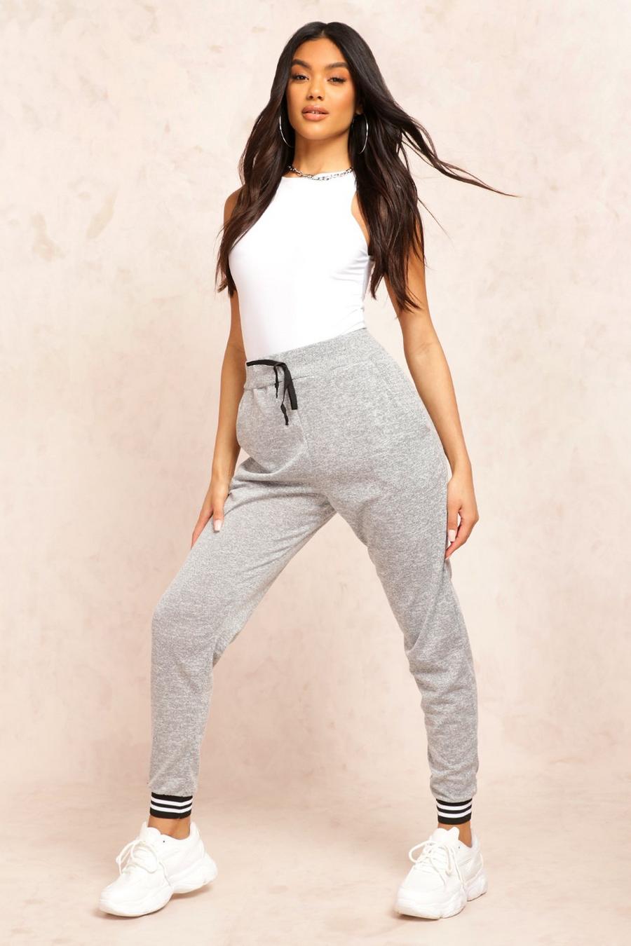 Grey Basic Mono Cuff Knitted Track Pantss image number 1