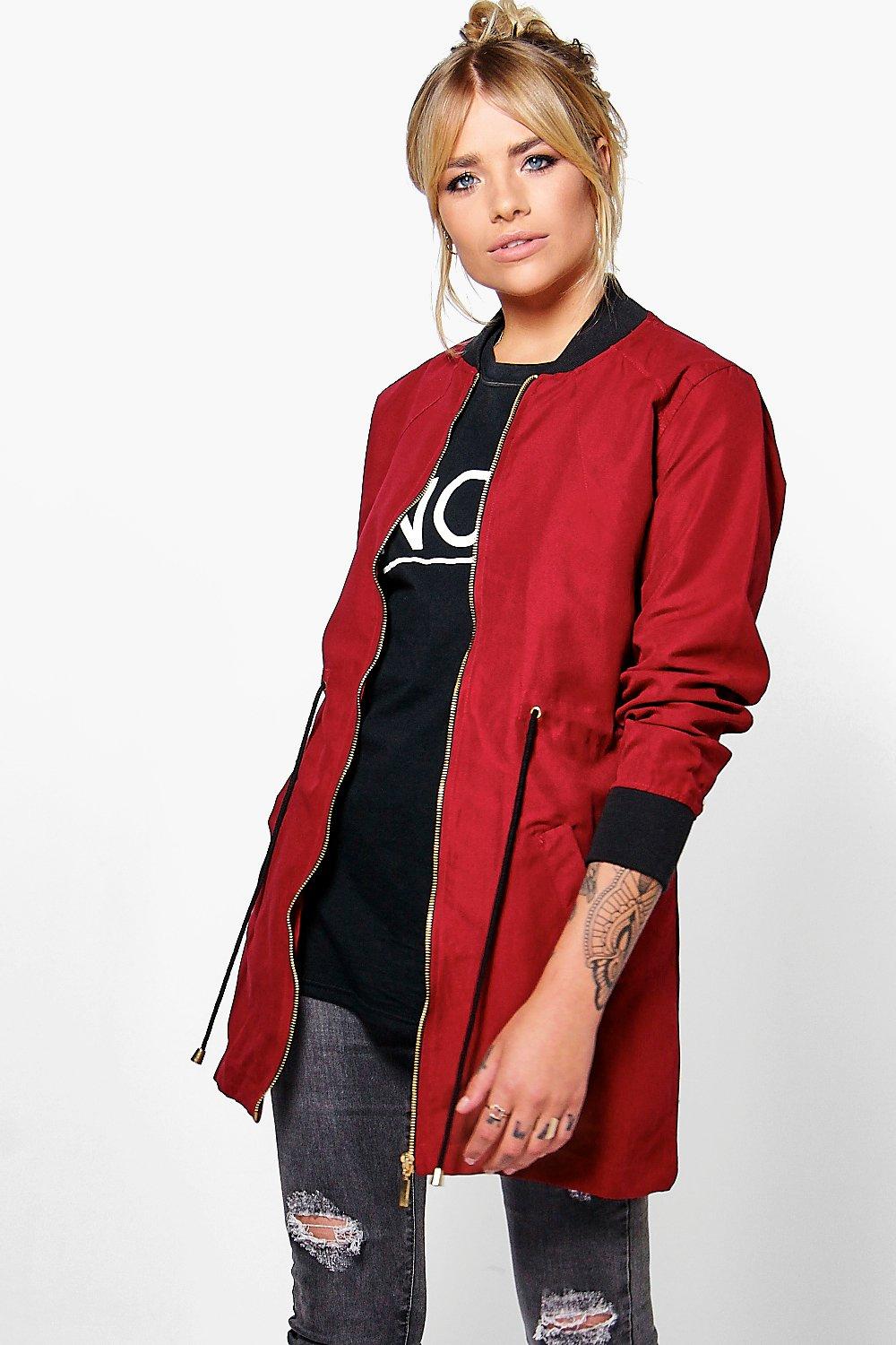 boohoo longline bomber jacket